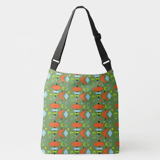 Retro Shapes Pattern Crossbody Tas (Voorkant)