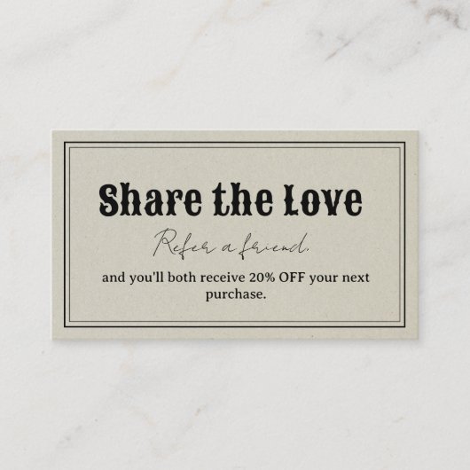 Retro Share The Love Reference Card Aanbevelingskaartje (Voorkant)
