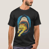 Retro Shark Eating Cat Ocean Predator Attack Anima T-shirt (Voorkant)