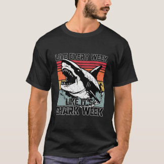 Retro Shark Ocean Biologist Dierenvriend Shark Fin T-shirt