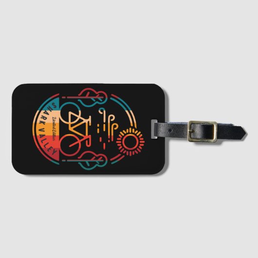 Retro Shark Valley Fietsroute Bagagelabel (Voorkant (horizontaal))