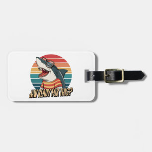 "Retro Shark Vibes Bagagelabel