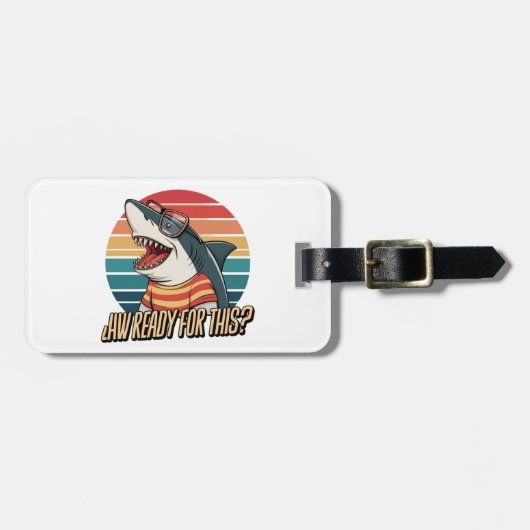 "Retro Shark Vibes Bagagelabel (Voorkant horizontaal)