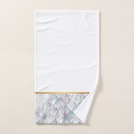 RETRO SHELL AQUA SPLASH WHITROOM BATHROOM TOWEL SE BAD HANDDOEK (Handdoek)
