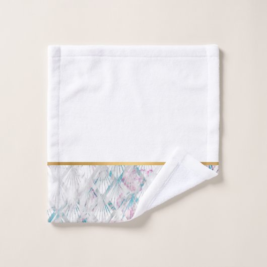 RETRO SHELL AQUA SPLASH WHITROOM BATHROOM TOWEL SE BAD HANDDOEK (Wasdoekje)