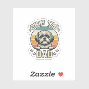 Retro Shih Tzu Vader Hond Liefhebber Shirt Ontwerp Sticker