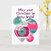 Retro Shiny Brite-ornamenten Kerstmis Kaart (Gele Bloem)