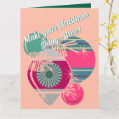 Retro Shiny Brite Ornaments Christmas Kaart (Gele Bloem)