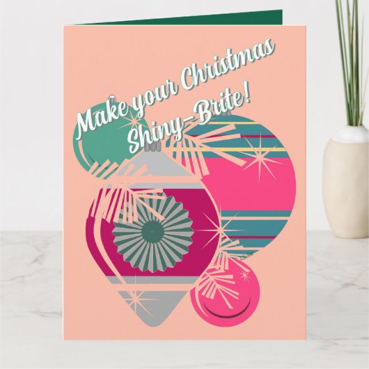 Retro Shiny Brite Ornaments Christmas Kaart (Voorkant)