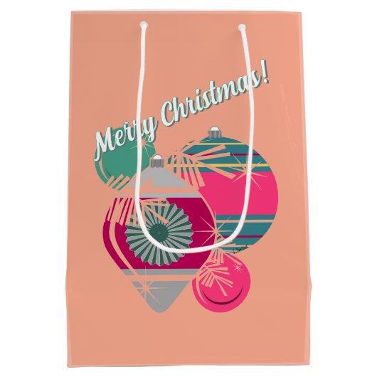 Retro Shiny Brite Ornaments Christmas Medium Cadeauzakje (Achterkant)