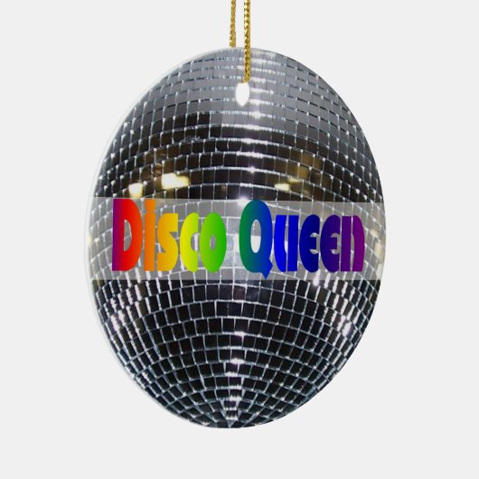 Retro Shiny Silver Disco Ball Rainbow Disco Queen Keramisch Ornament (Rechts)