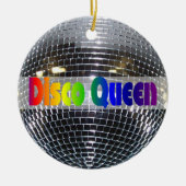Retro Shiny Silver Disco Ball Rainbow Disco Queen Keramisch Ornament (Voorkant)