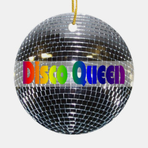 Retro Shiny Silver Disco Ball Rainbow Disco Queen Keramisch Ornament