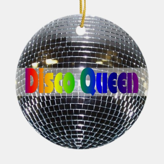 Retro Shiny Silver Disco Ball Rainbow Disco Queen Keramisch Ornament (Voorkant)