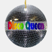 Retro Shiny Silver Disco Ball Rainbow Disco Queen Keramisch Ornament (Achterkant)