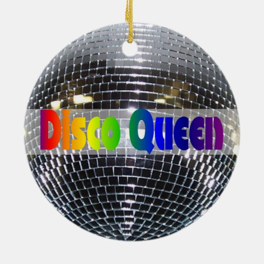 Retro Shiny Silver Disco Ball Rainbow Disco Queen Keramisch Ornament (Achterkant)