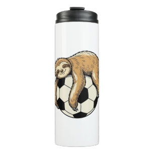 Retro Shirtontwerp met Luiaard en Voetbal Cute Die Thermosbeker