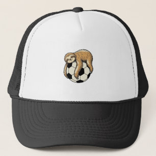 Retro Shirtontwerp met Luiaard en Voetbal Cute Die Trucker Pet