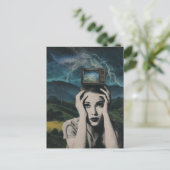 Retro Shocking Television Woman surreal Briefkaart (Staand voorkant)