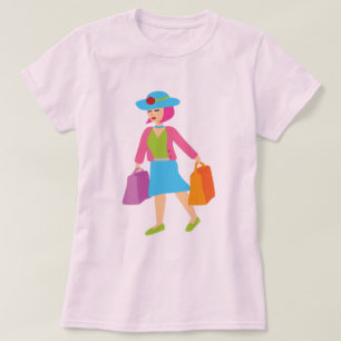 Retro Shopping Girl T-shirt