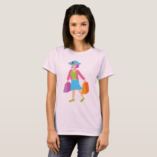 Retro Shopping Girl T-shirt (Voorkant volledig)
