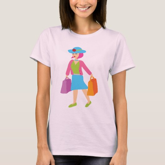 Retro Shopping Girl T-shirt (Voorkant)