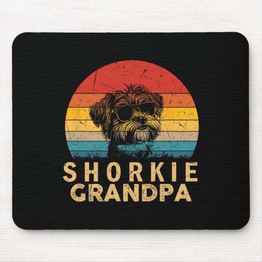 Retro Shorkie Opa Hondenliefhebbers Paw Papa Vader Muismat (Voorkant)