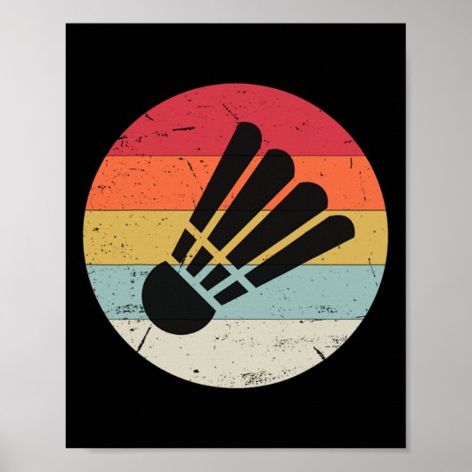 Retro Shuttle Badminton Player Coach Sport Poster (Voorkant)