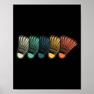 Retro Shuttle  Badminton Player Coach Sport Poster