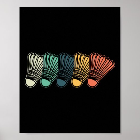 Retro Shuttle Badminton Player Coach Sport Poster (Voorkant)