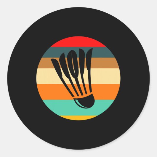 Retro Shuttle Badminton Ronde Sticker (Voorkant)