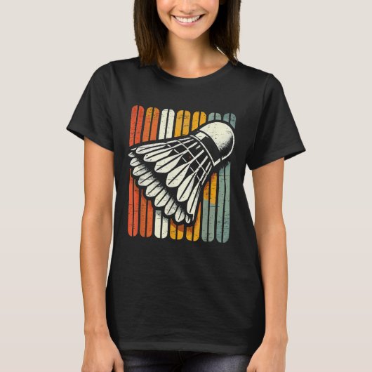 Retro Shuttle Badminton Speler T-shirt (Voorkant)