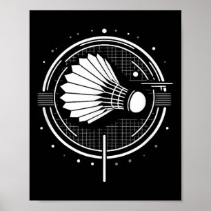 Retro Shuttle Design Minimalistische Badmintonspel Poster