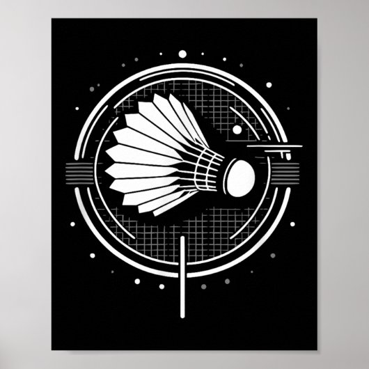 Retro Shuttle Design Minimalistische Badmintonspel Poster (Voorkant)