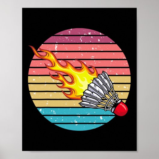 Retro Shuttle Fun Badminton Sportspeler Coach GR Poster (Voorkant)