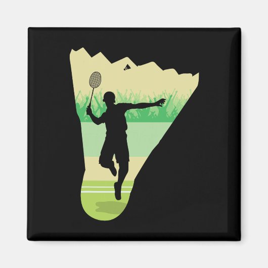 Retro Shuttle Player Badminton Magneet (Voorkant)