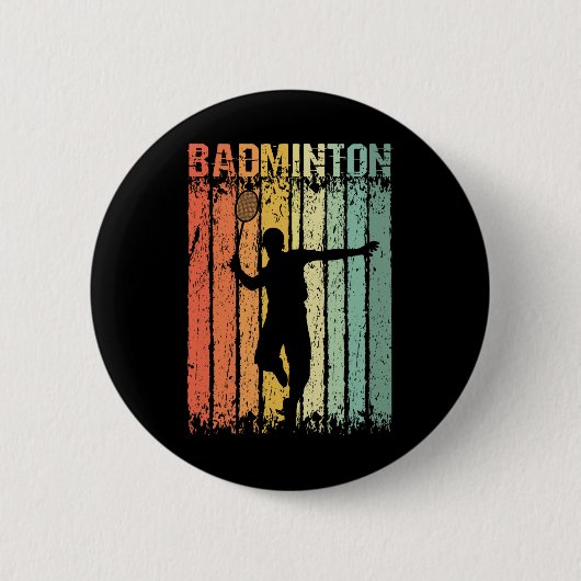 Retro Shuttle Player Badminton Ronde Button 5,7 Cm (Voorkant)