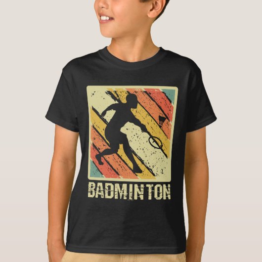 Retro Shuttle Player Badminton T-shirt (Voorkant)