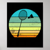 Retro Shuttle Racket Badmintonspeler Poster (Voorkant)