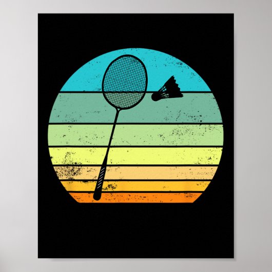 Retro Shuttle Racket Badmintonspeler Poster (Voorkant)