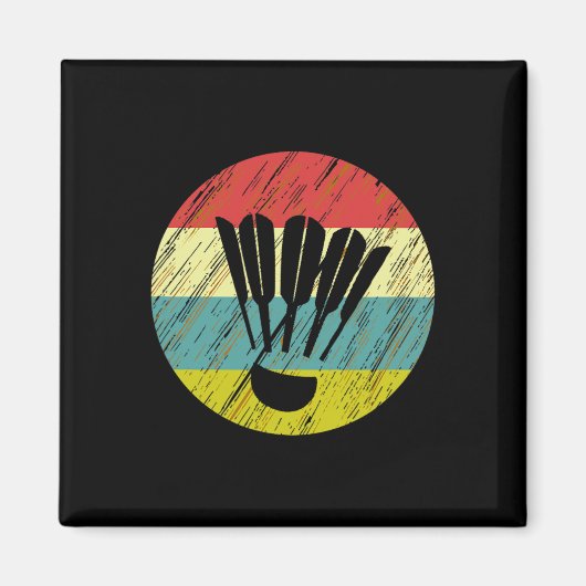 Retro Shuttle Racket Sports Badminton Player Athle Magneet (Voorkant)