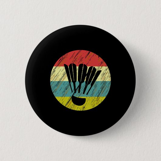 Retro Shuttle Racket Sports Badminton Player Athle Ronde Button 5,7 Cm (Voorkant)