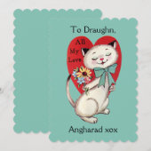 Retro Siamese Cat Valentijn Kaart (Voorkant / Achterkant)