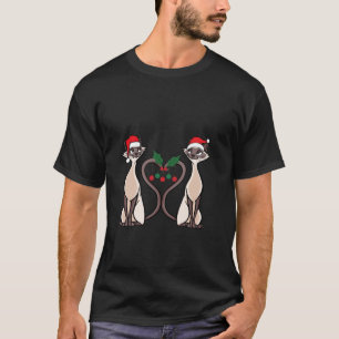 Retro Siamese Katten In Santa Hoed Ornamenten Kat T-shirt