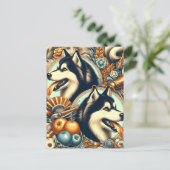 Retro Siberische Husky Illustratie Briefkaart (Staand voorkant)