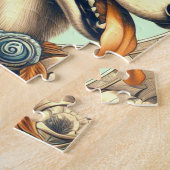 Retro Siberische Husky Illustratie Legpuzzel (Zijkant)