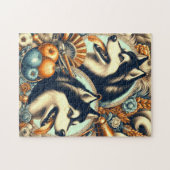 Retro Siberische Husky Illustratie Legpuzzel (Horizontaal)