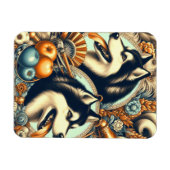 Retro Siberische Husky Illustratie Magneet (Horizontaal)