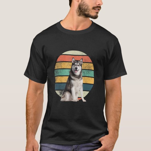 Retro Siberische Husky Moeder Vader Hond T-shirt (Voorkant)