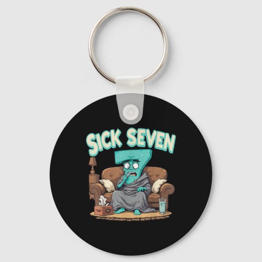 Retro Sick Seven 67 Halloween nummerontwerp  Sleutelhanger (Voorkant)
